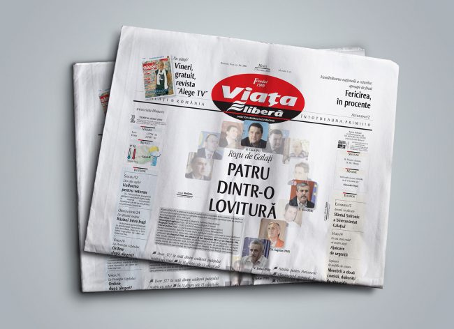 Viata Libera, front page winner design at European Newspaper Awards
