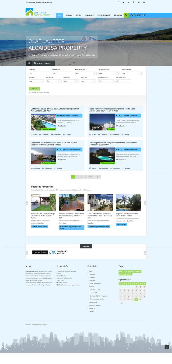 Alcaidesa.property website concept and design (live)