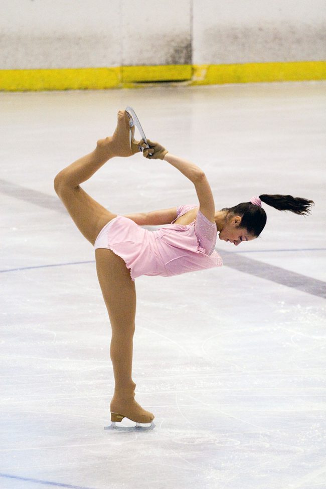 An artistic skater is performing her free skating program during the Crystal Skate competition in Galați, Romania on November 15th, 2008.