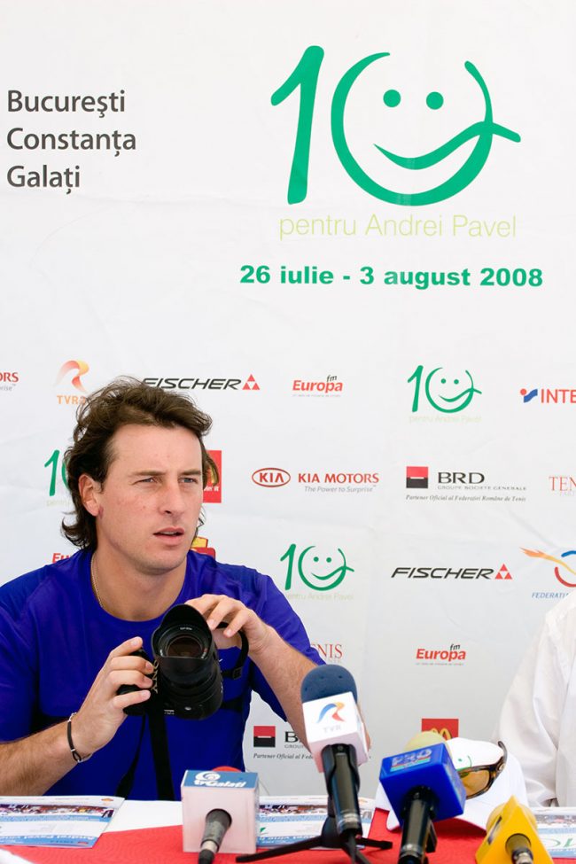 Romanian tennis player Andrei Pavel is attending a press conference in Galați, Romania on July 30th, 2008.