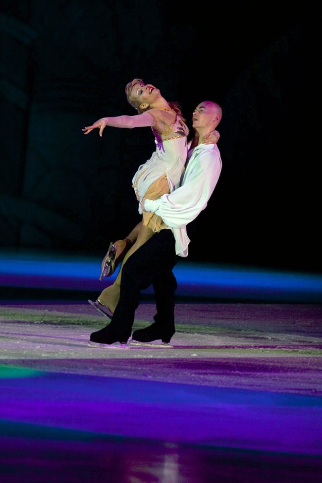 Russian artists are skating during the Moscow Stars on Ice show in Galați, Romania, March 2nd , 2009.